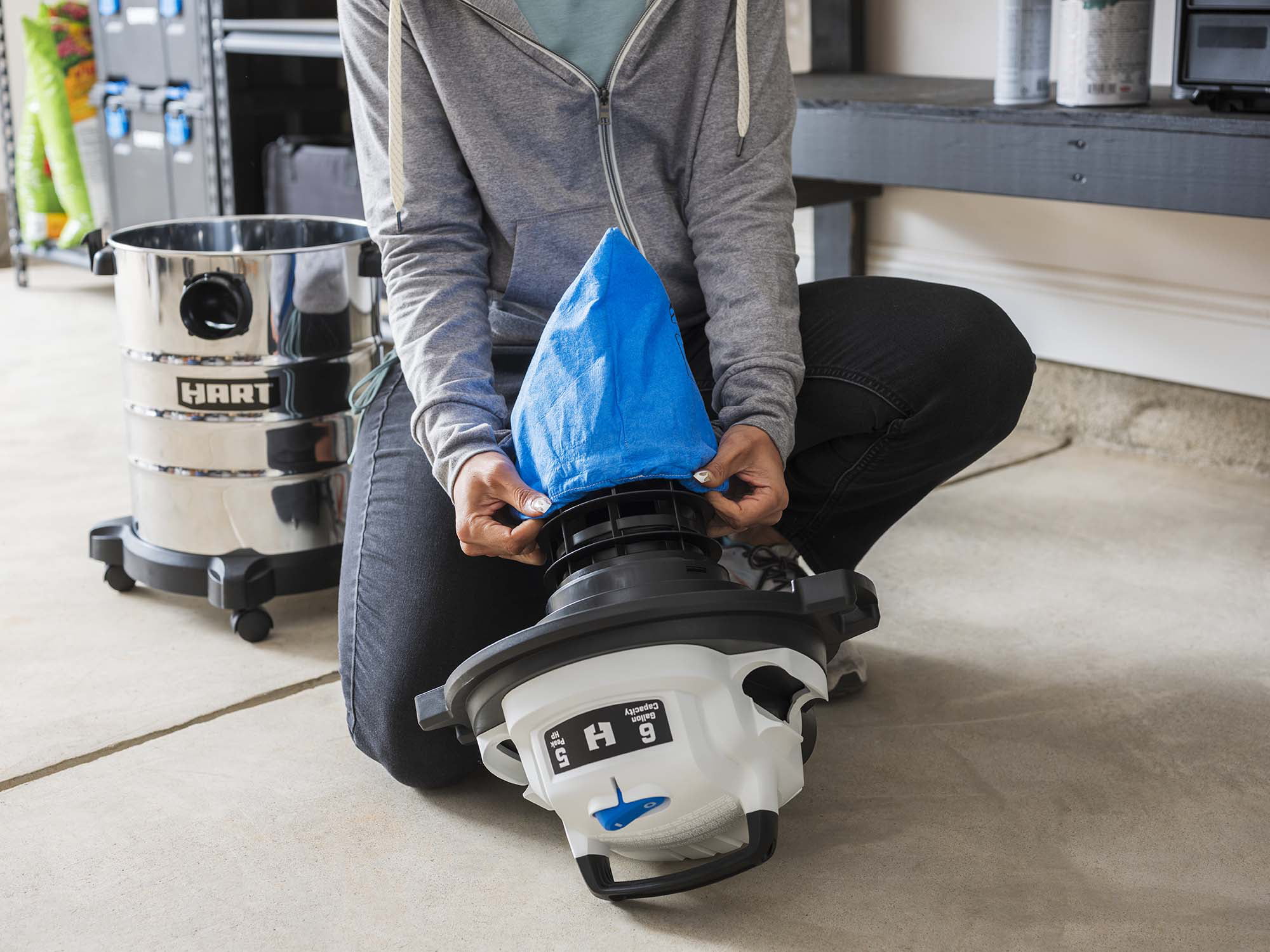 Experience Versatile and Convenient Cleaning with the HART 6 Gallon 5 Peak HP Stainless Steel Vacuum