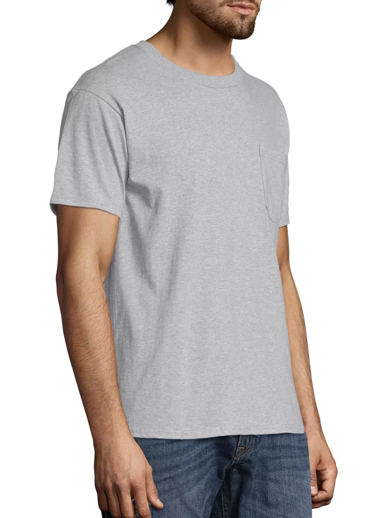 Hanes Men's Tagless Short Sleeve Pocket T-Shirt in Classic Colors for Versatile Style