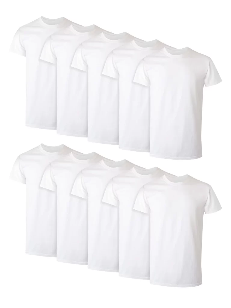 Hanes Men's Super Value Pack White Crew T-Shirt Undershirts - 10-Pack